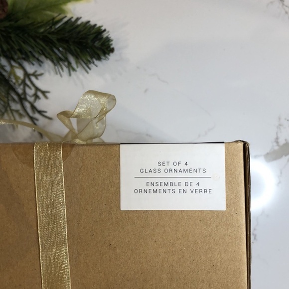 Rachel Zoe pink and gold Handpainted glass  ornaments Christmas holiday (4) NIB - Picture 5 of 5